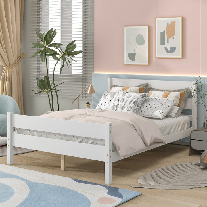 Full Bed with Headboard and Footboard,WhiteDTYStore