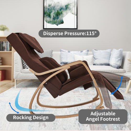 Full massage function-Air pressure-Comfortable Relax Rocking Chair, Lounge Chair Relax Chair with Cotton Fabric Cushion BrownDTYStore