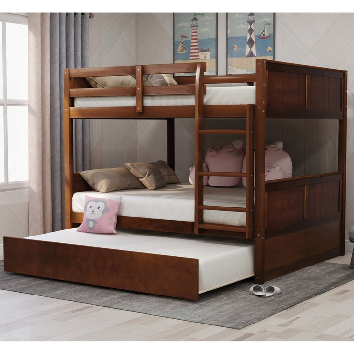 Full Over Full Bunk Bed with Twin Size Trundle, Walnut （ old sku: LP000250AAL)DTYStore