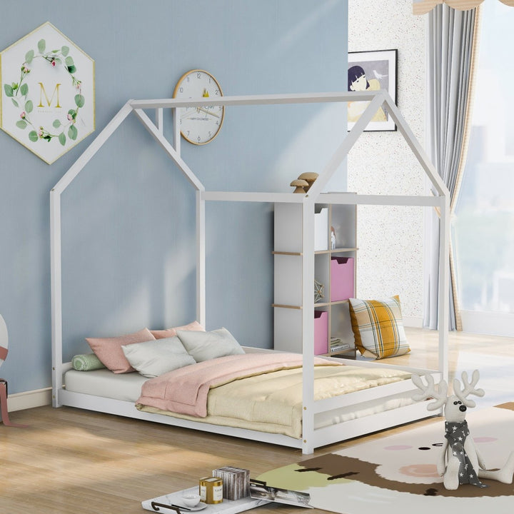 Full Size House Bed Wood Bed, White(OLD SKU:WF281436AAK)DTYStore