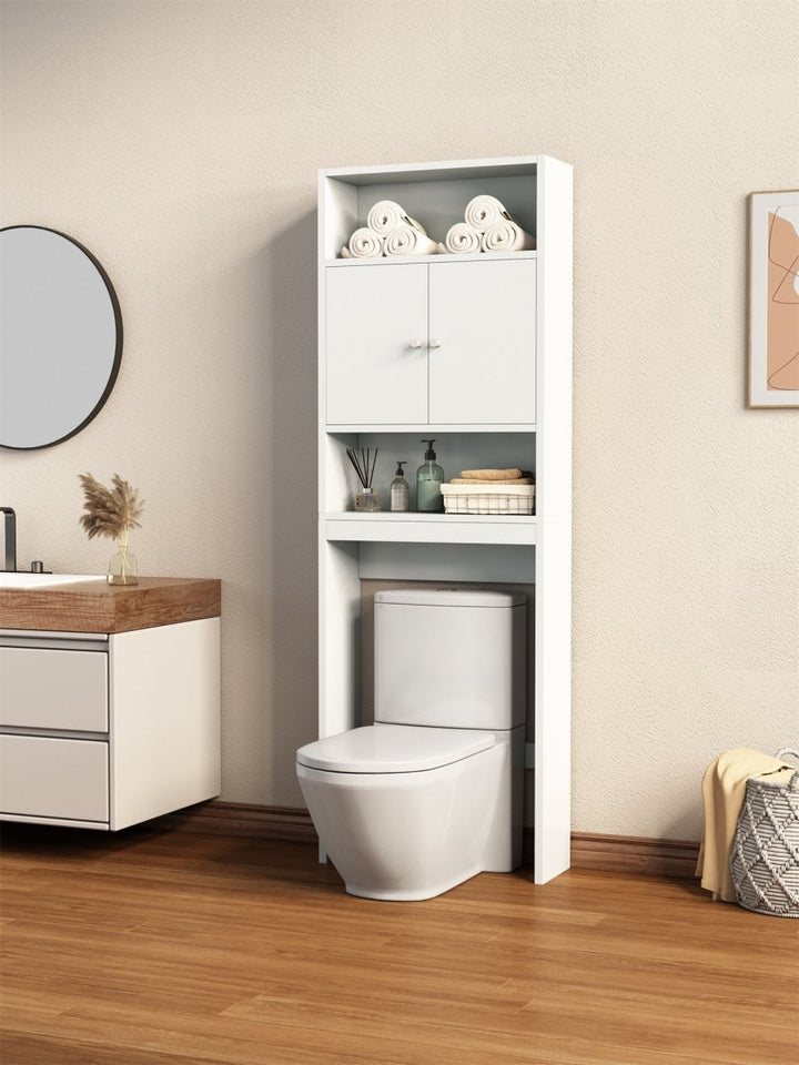 Home Bathroom Shelf Over-The-Toilet, Bathroom SpaceSaver, Bathroom, Tollilet storage cabinet,WHITE,MDF BOARDDTYStore