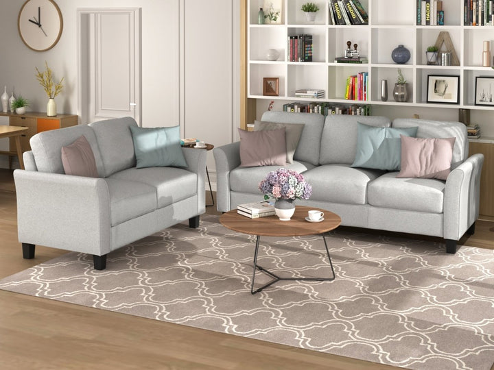 Living Room Furniture Loveseat Sofa and 3-seat sofa (Light Gray)DTYStore