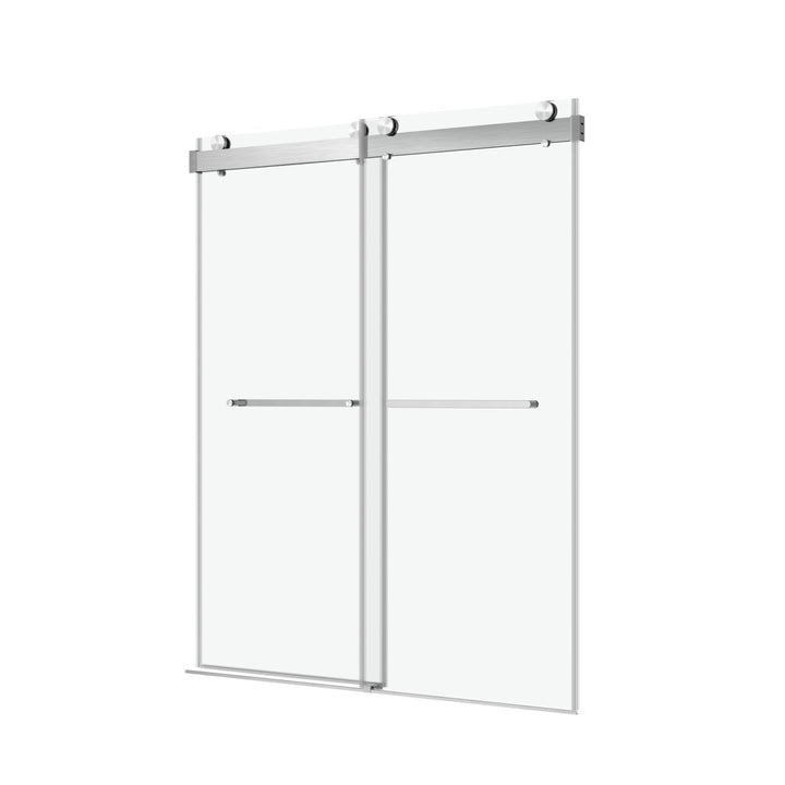 Modern Frameless Shower Enclosure with Premium 3/8 Inch Thick Glass - Sleek Design for Contemporary Bathrooms - 72 in. W x 76 in. H in Brushed NickelDTYStore