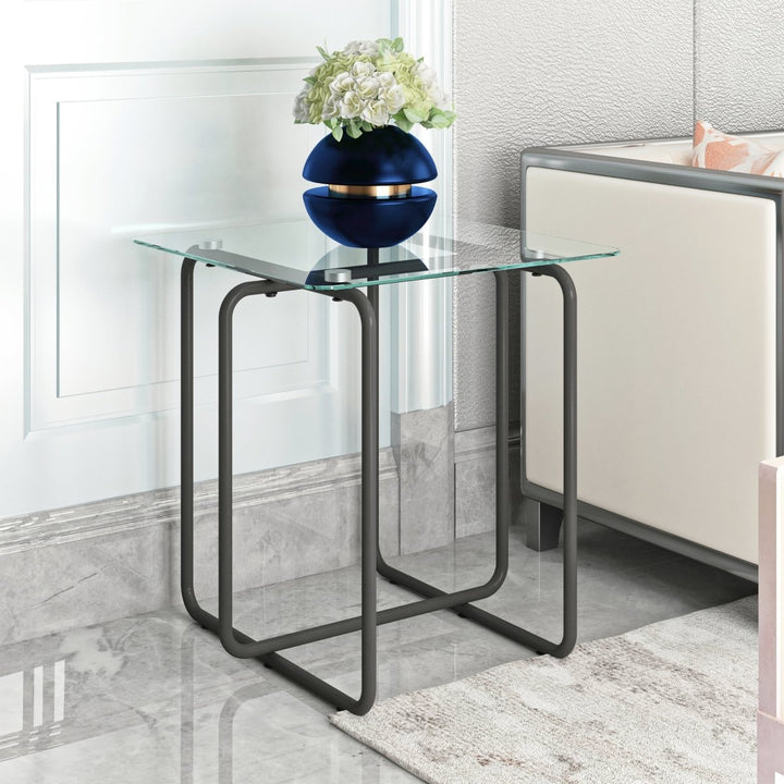 Modern Tempered Glass Coffee Table End Table Side Table for Living Room,bedroom, TransparentDTYStore