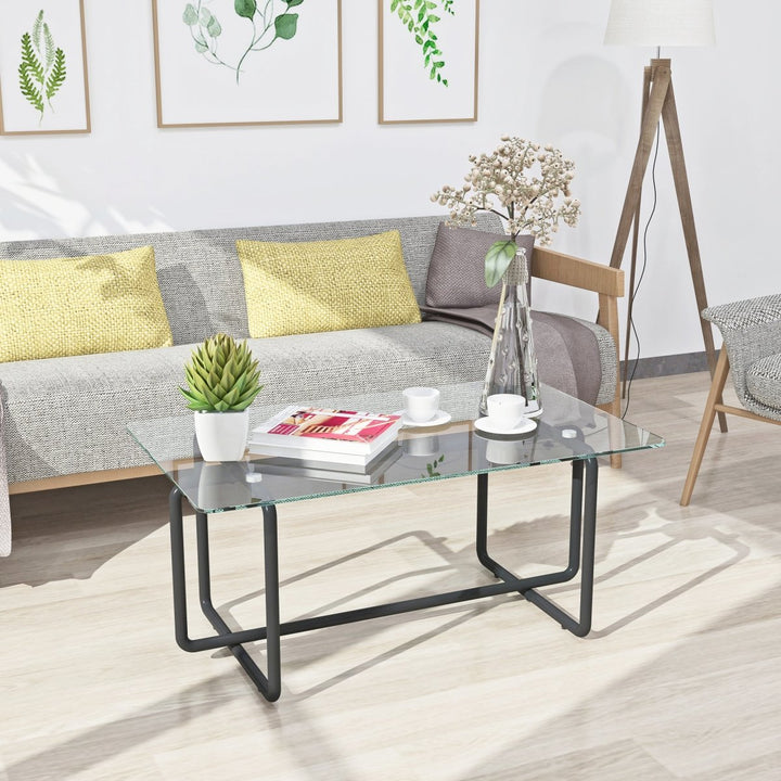 Modern Tempered Glass Tea Table Coffee Table, Table for Living Room,TransparentDTYStore