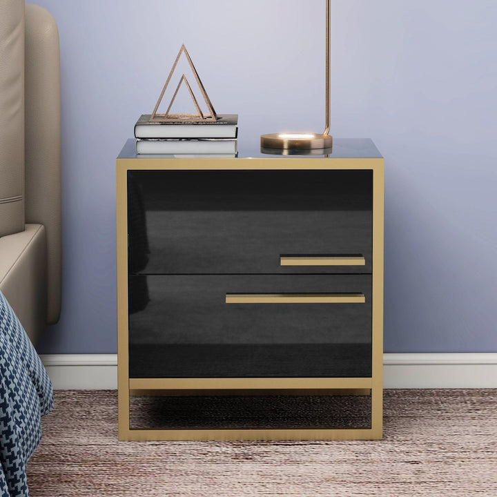 Nightstand with 2 Drawers ，Storage Bedside Table - BlackDTYStore