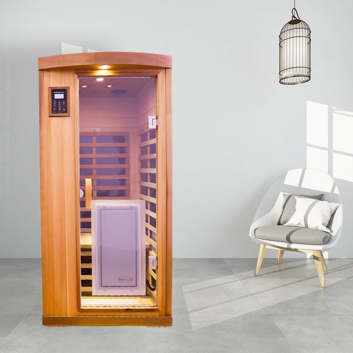 One person red cedar luxury far infrared sauna roomDTYStore