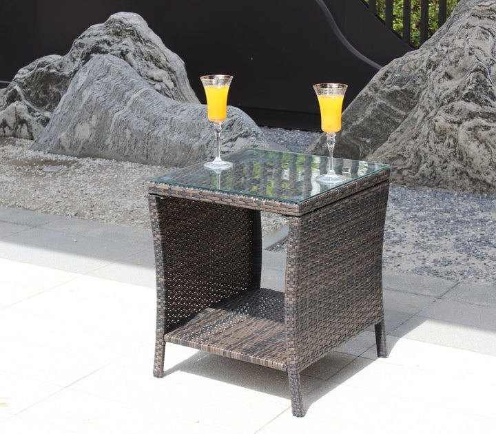 Outdoor patio Furniture 1 Coffee Table with clear tempered glassDTYStore