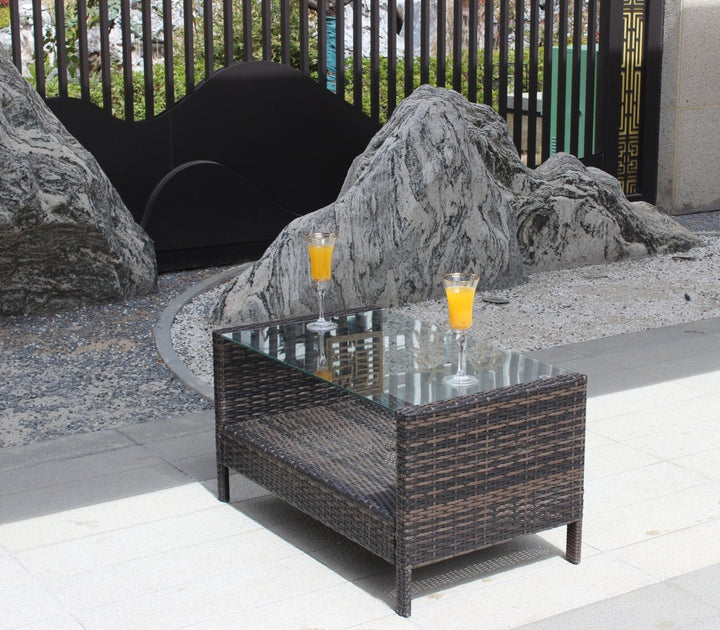 Outdoor patio Furniture Coffee Table with clear tempered glassDTYStore