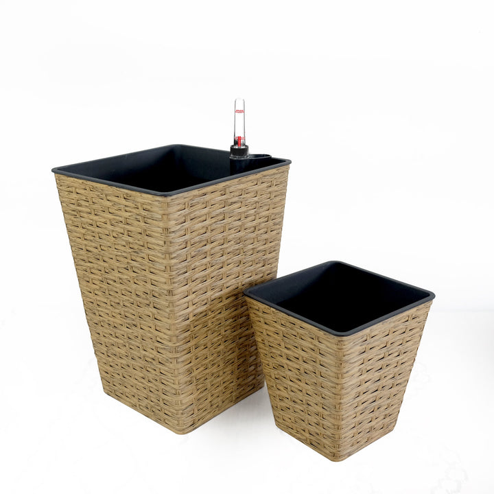 Set of 2 CATLEZA 7-inch and 9.4-inch Square Wicker Planters - DTYStore