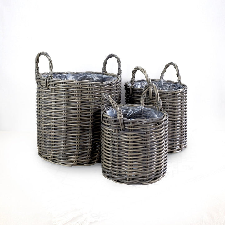 Set of 3 CATLEZA 10.6-inch, 13.4-inch and 15.7-inch Wicker Baskets - DTYStore