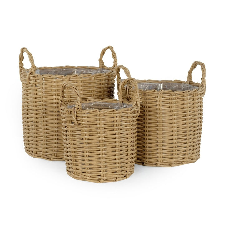 Set of 3 CATLEZA Multi-purposes Basket with handler - Hand Woven WickerBASKETSDTYStore