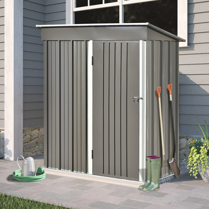 TOPMAX Patio 5ft Wx3ft. L Garden Shed, Metal Lean-to Storage Shed with Lockable Door, Tool Cabinet for Backyard, Lawn, Garden, GrayDTYStore