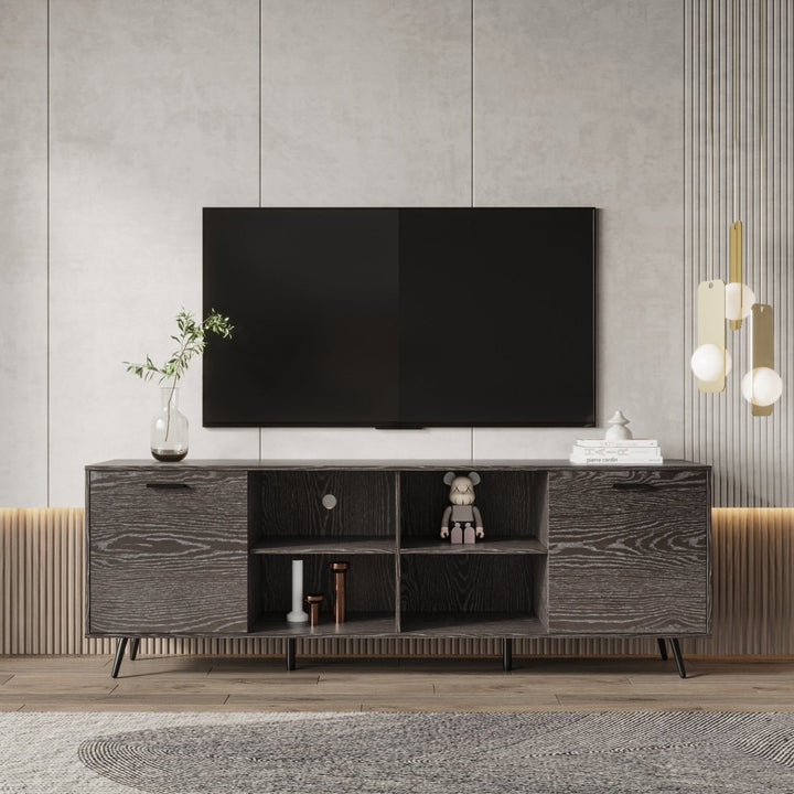 TV Stand Mid-Century Wood Modern Entertainment Center Adjustable Storage Cabinet TV Console for Living RoomDTYStore