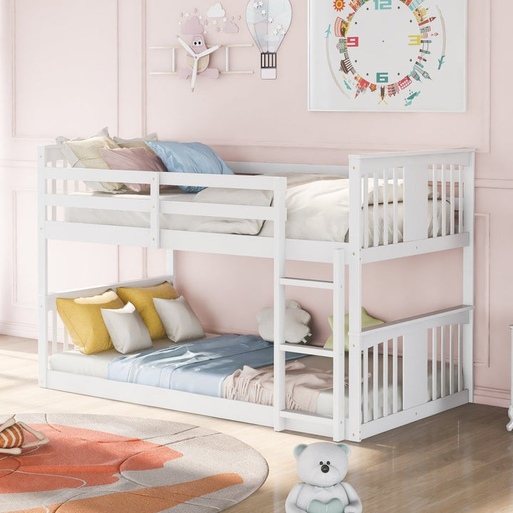 Twin Over Twin Bunk Bed with Ladder, White (Old SKU:LP000107AAK)DTYStore
