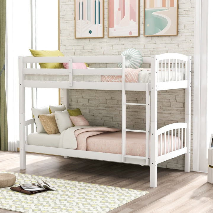 Twin Over Twin Bunk Bed with Ladder,White ( OLD SKU: LP000066AAK)DTYStore