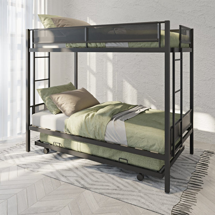 Twin over twin bunk bed with trundleDTYStore