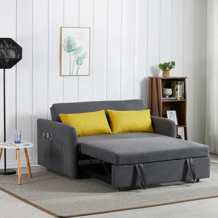 Twins Sofa Bed Grey FabricDTYStore