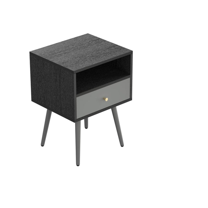 Update Modern Nightstand with 1Drawers, Suitable for Bedroom/Living Room/Side Table (Dark Grey)DTYStore