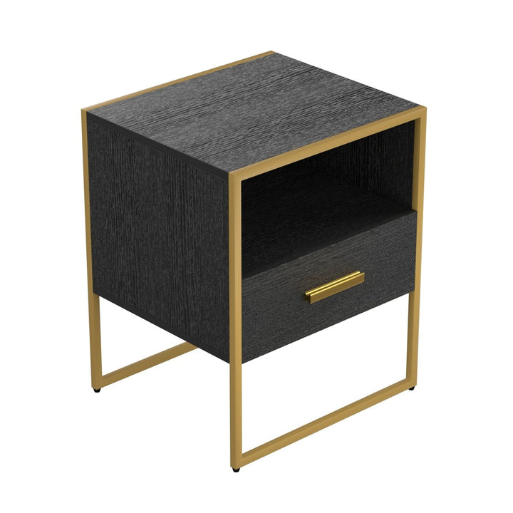 Update Modern Nightstand with 1Drawers, Suitable for Bedroom/Living Room/Side Table (Gold and Black )DTYStore