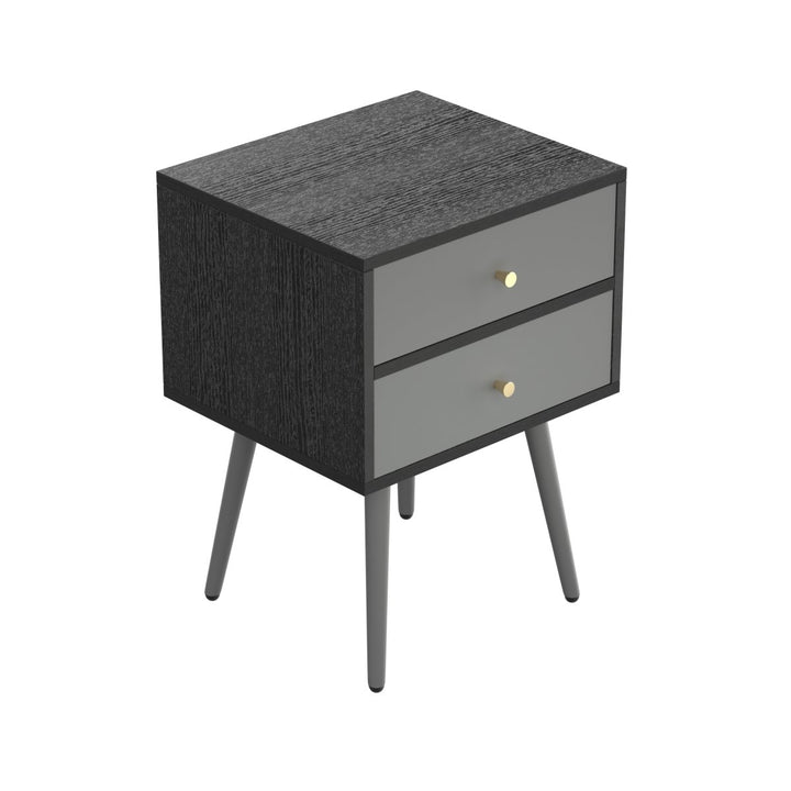 Update Modern Nightstand with 2Drawers, Suitable for Bedroom/Living Room/Side Table (Dark Grey)DTYStore