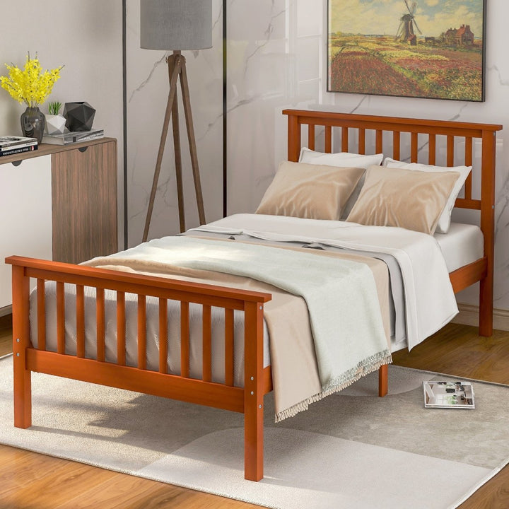 Wood Platform Bed with Headboard and Footboard (Oak)DTYStore